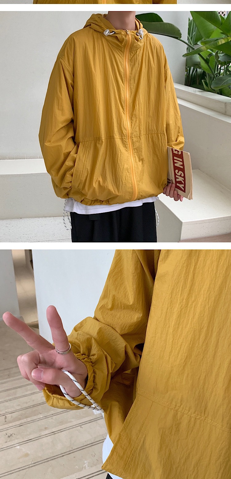 Fashion Summer New Men's Simplicity Hooded Solid Color Sun Protection Clothing Student Loose SunProof Clothes Thin Coat