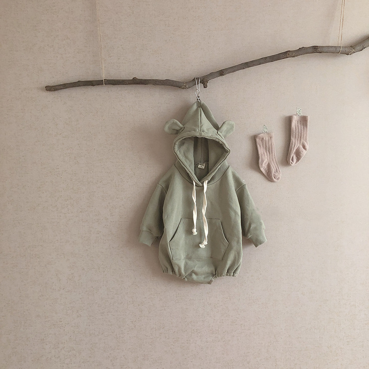 and Autumn Baby Cute Bear Crawling Clothes Men and Women Baby LongSleeved Hooded Sweater Baby Bodysuit OnePiece Romper