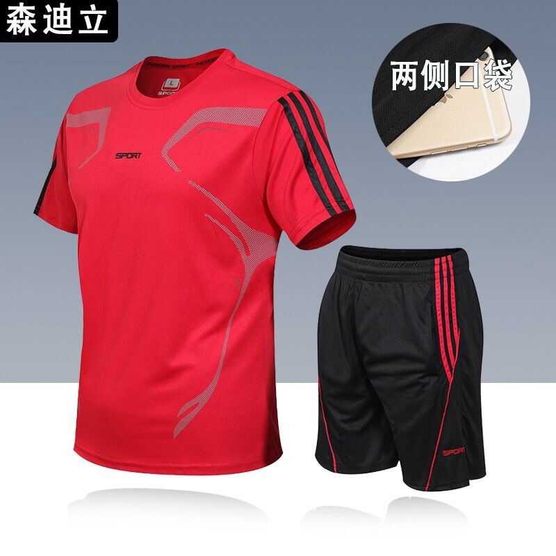 shortsleeved shorts men's sportswear loose breathable running fitness basketball training suit quick dry clothes