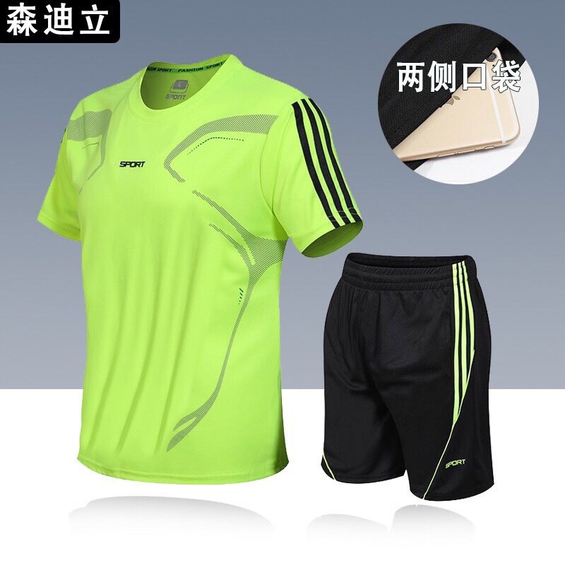 shortsleeved shorts men's sportswear loose breathable running fitness basketball training suit quick dry clothes