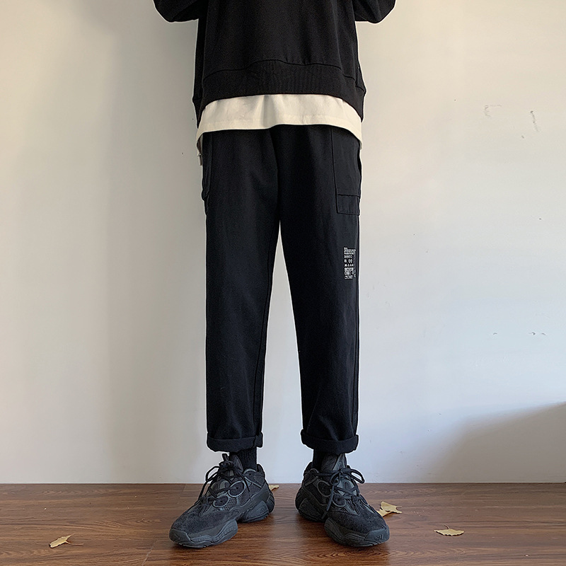 Yem Fashion Pants Men&#039;s Summer Thin Trendy Casual Pants Korean Style Work Clothes Cropped Pants Straight Loose Trousers