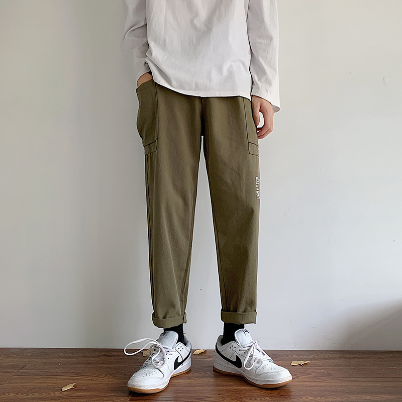 Yem Fashion Pants Men&#039;s Summer Thin Trendy Casual Pants Korean Style Work Clothes Cropped Pants Straight Loose Trousers