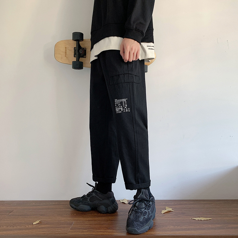 Yem Fashion Pants Men&#039;s Summer Thin Trendy Casual Pants Korean Style Work Clothes Cropped Pants Straight Loose Trousers