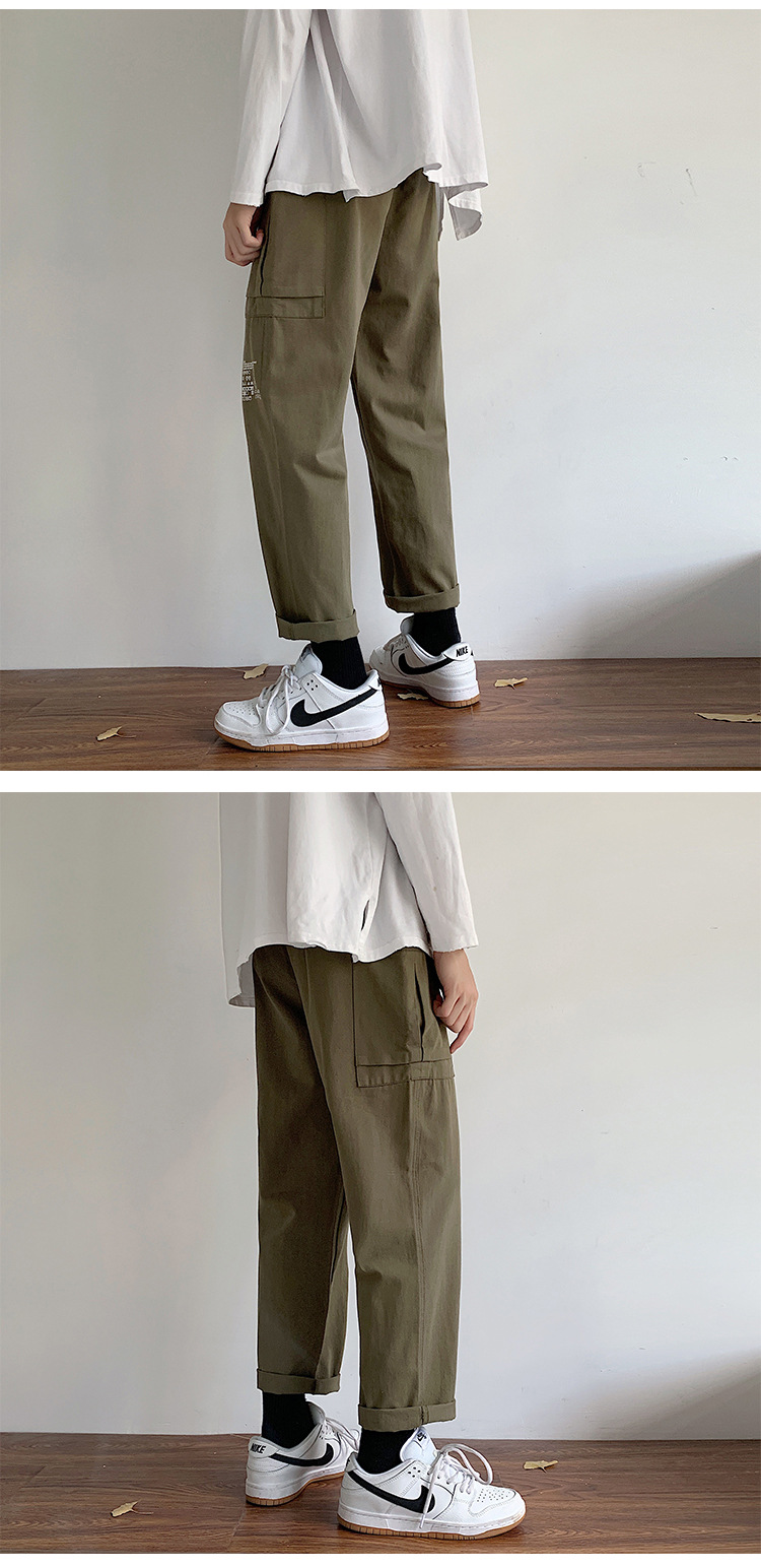 Yem Fashion Pants Men's Summer Thin Trendy Casual Pants Korean Style Work Clothes Cropped Pants Straight Loose Trousers