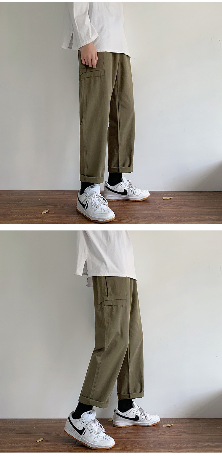 Yem Fashion Pants Men's Summer Thin Trendy Casual Pants Korean Style Work Clothes Cropped Pants Straight Loose Trousers