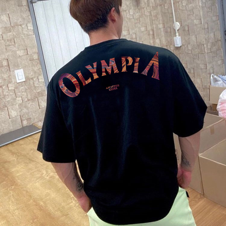Loose Popular logo men's sport short sleeve Tshirt men's summer cotton seven Minute Sleeve Running Training clothes