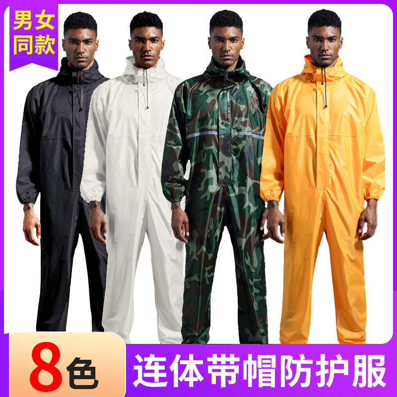 clothing and rainproof labor insurance allbody coat with cap spray paint polish raincoat working clothes men and women