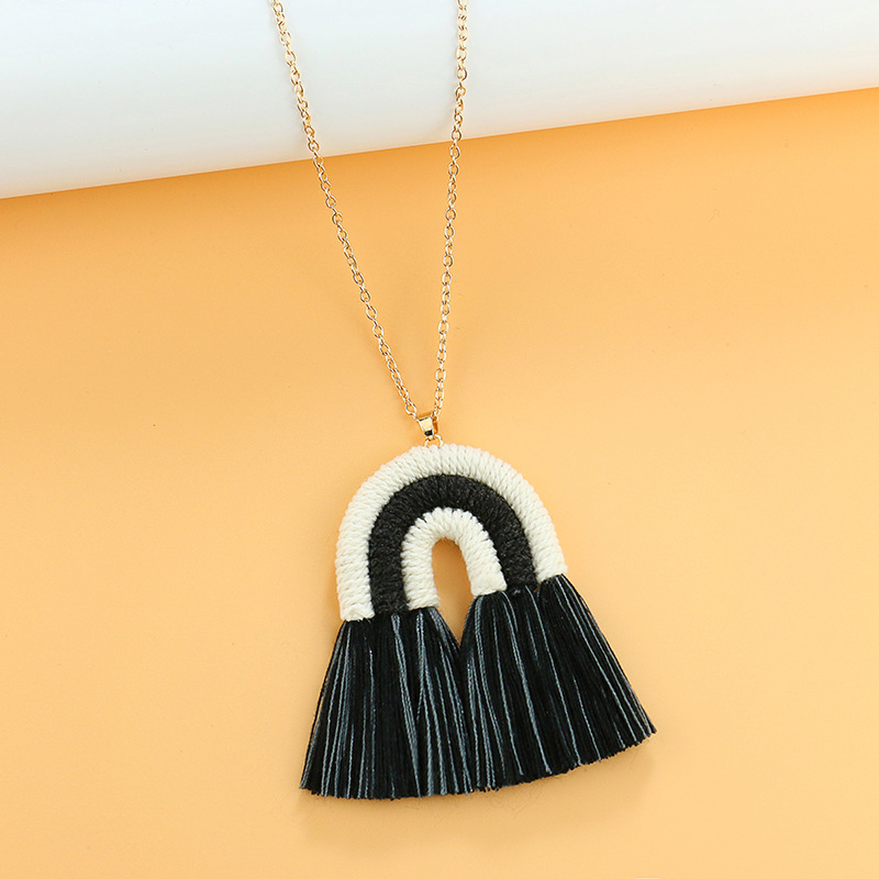 Europe and America Cross Border New Rainbow Tassel Necklace for Women Niche Design Creative Handmade Rope Knitting Accessories Wholesale Europe and America Cross Border New Rainbow Tassel Necklace for Women Niche Design Creative Handmade Rope Knitting Accessories Wholesale