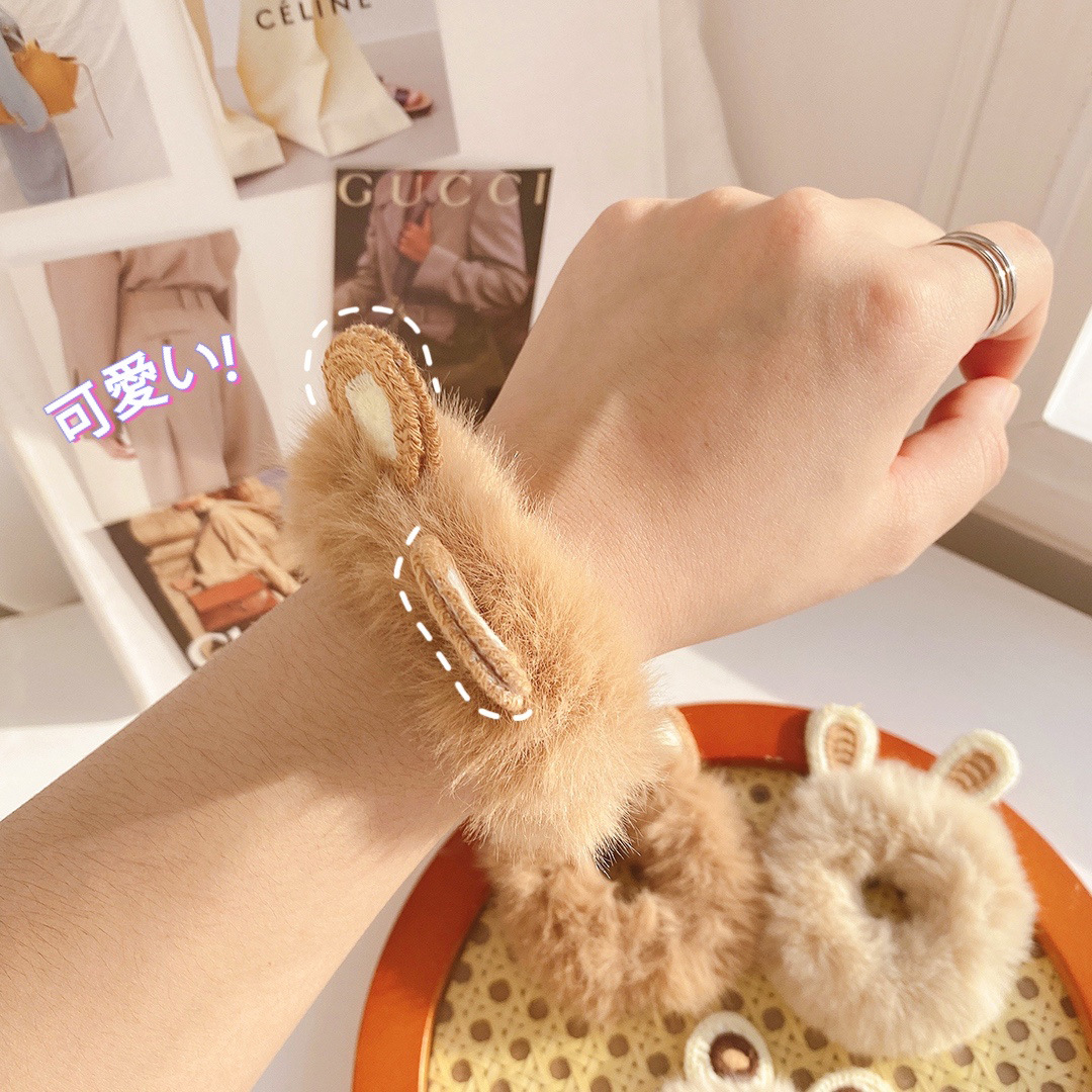 Cute Knitting Plush Hair Ring Girl Heart Autumn and Winter New Cartoon Hair Rope Female Soft Girl Hair Rubber Band Hair Accessories Hair Ring