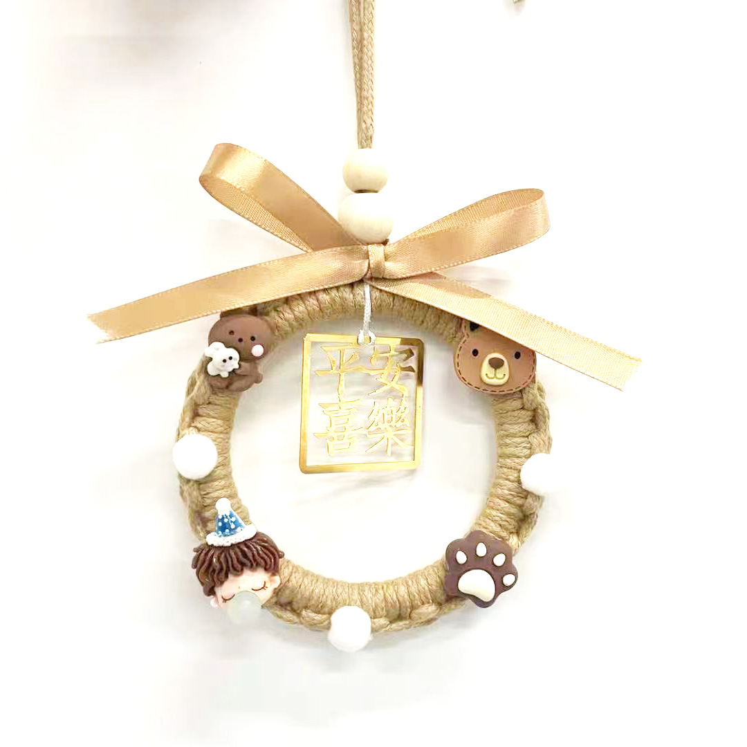 Tiktok Handmade DIY Rope Knitting Ping An Xi Le Automobile Hanging Ornament Material Package Creative Blessing Ornaments inside Car Protective Talisman