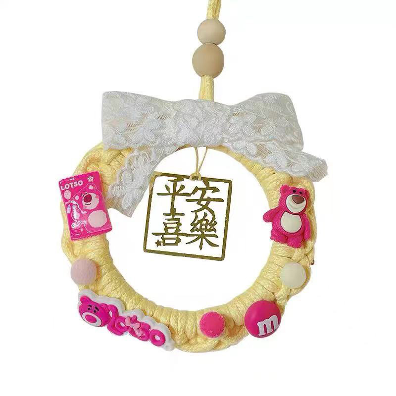 Tiktok Handmade DIY Rope Knitting Ping An Xi Le Automobile Hanging Ornament Material Package Creative Blessing Ornaments inside Car Protective Talisman