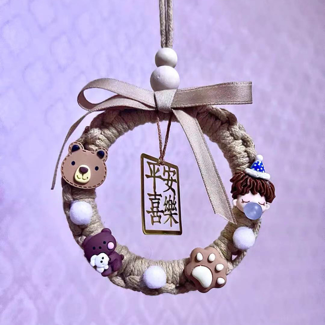 Tiktok Handmade DIY Rope Knitting Ping An Xi Le Automobile Hanging Ornament Material Package Creative Blessing Ornaments inside Car Protective Talisman