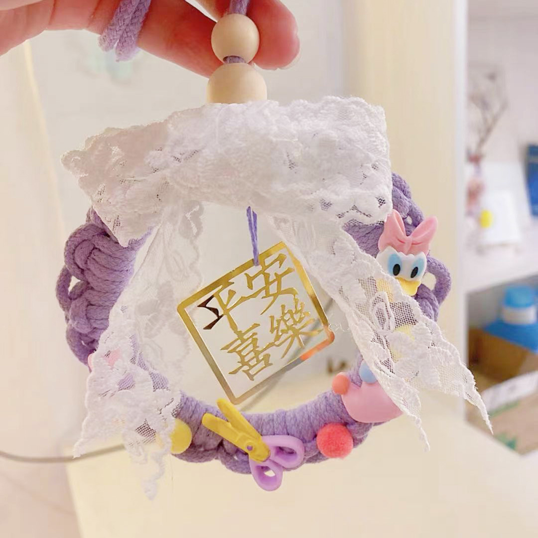 Tiktok Handmade DIY Rope Knitting Ping An Xi Le Automobile Hanging Ornament Material Package Creative Blessing Ornaments inside Car Protective Talisman