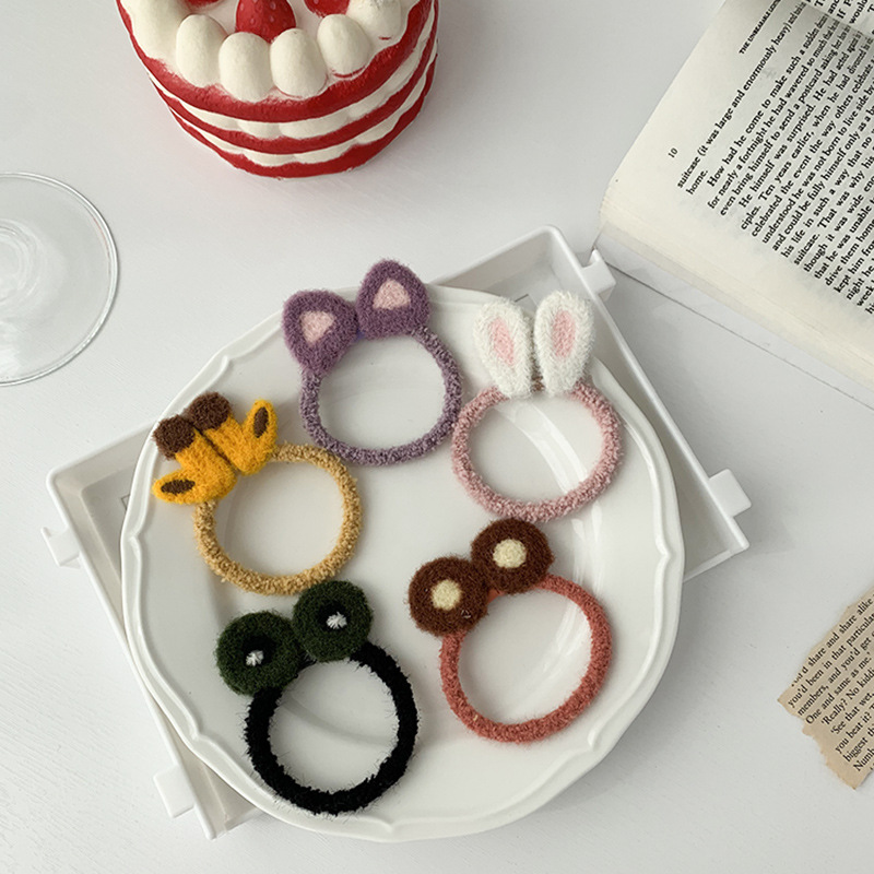 Online Influencer Plush Cute Knitting Cartoon Hair Rope Hair Rope Female Korean Ins Sweet Girl Temperament Rubber Band Female Hair-Binding