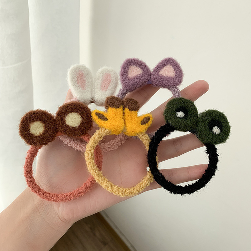 Online Influencer Plush Cute Knitting Cartoon Hair Rope Hair Rope Female Korean Ins Sweet Girl Temperament Rubber Band Female Hair-Binding