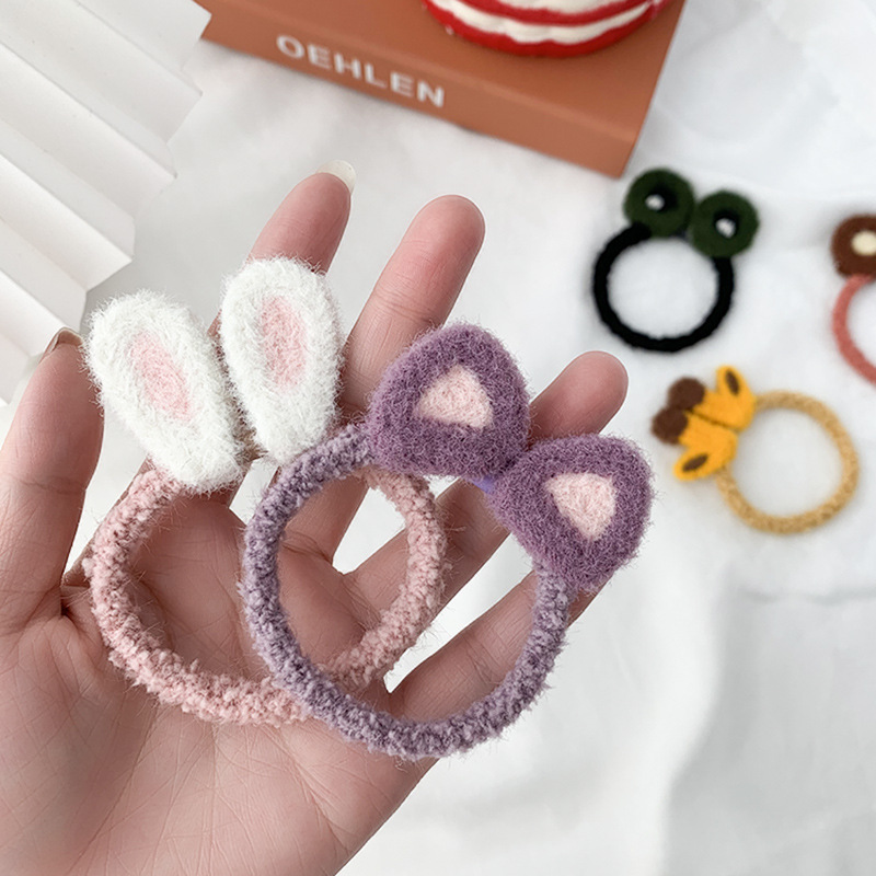 Online Influencer Plush Cute Knitting Cartoon Hair Rope Hair Rope Female Korean Ins Sweet Girl Temperament Rubber Band Female Hair-Binding
