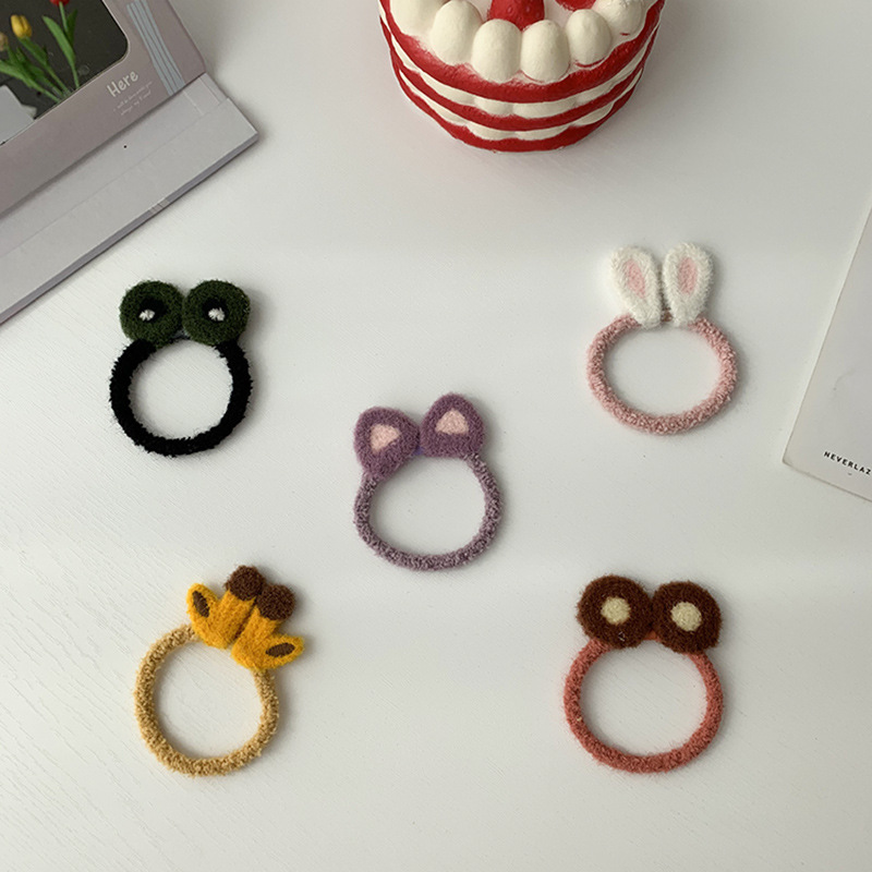Online Influencer Plush Cute Knitting Cartoon Hair Rope Hair Rope Female Korean Ins Sweet Girl Temperament Rubber Band Female Hair-Binding