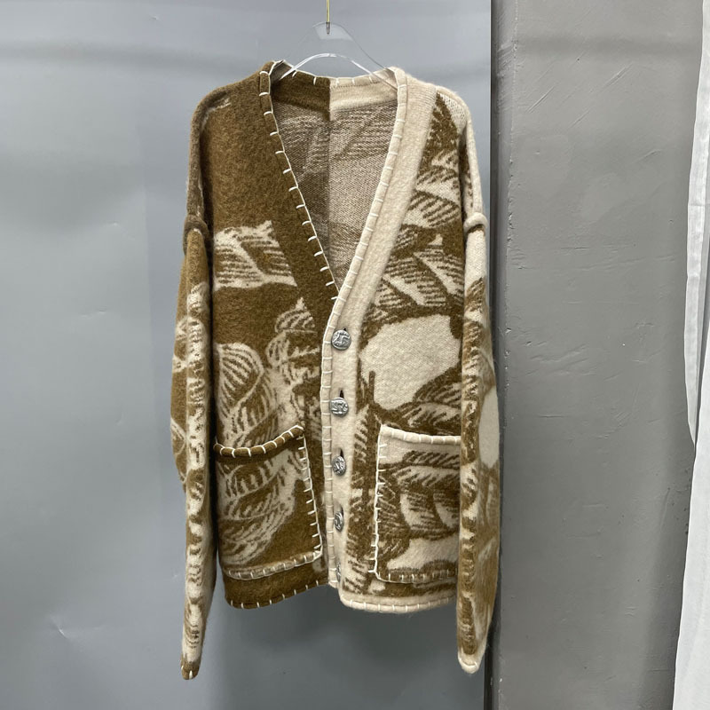 In Stock Autumn and Winter Knitting Cardigan Coat Women's Rope Jacquard Wool Sweater Hand Sewing Unlimited Lock Edge Sweater In Stock Autumn and Winter Knitting Cardigan Coat Women's Rope Jacquard Wool Sweater Hand Sewing Unlimited Lock Edge Sweater