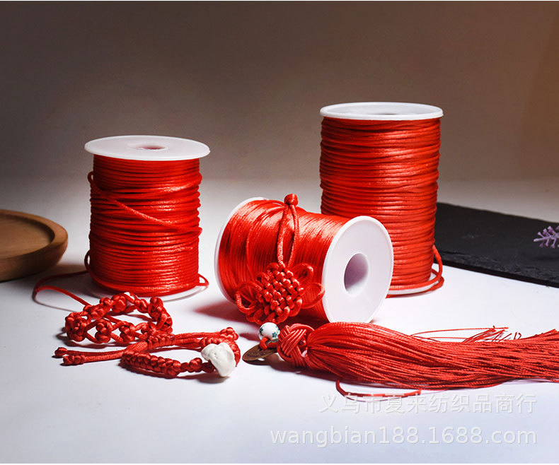 Yiwu China knot line 7 1.5mm Korean silk red rope DIY knitting accessories wholesale 100 meters Yiwu China knot line 7 1.5mm Korean silk red rope DIY knitting accessories wholesale 100 meters