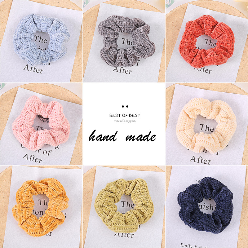 Korean Internet Celebrity Hand-Woven Large Intestine Hair Band Simple Knitting Head Rope for Women Pure Color Minimal Versatile Headdress Flower