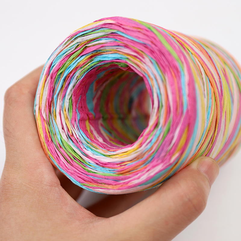Manufacturers direct sale 6 color package color rafai rope knitting creative diy gift packaging rope 80 m6 decorative rope