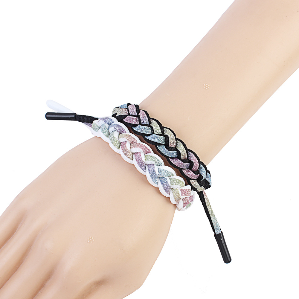 Holographic reflection net red little lion bracelet douyin with a student lovers knitting shoelace color hand rope wholesale