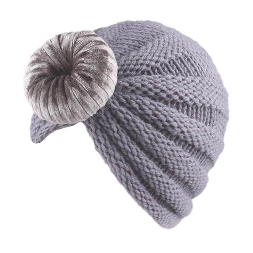 New European and American Children&#039;s Woolen Cap Knitted Fabric Pleated Bun Male and Female Baby Indian Hat Turban Hat