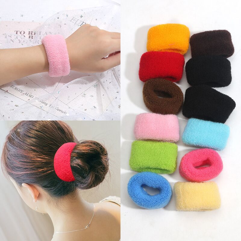 Free Shipping Large Towel Thick Updo Hair Band Hair Rope Rubber Band Wool Knitting Does Not Hurt Hair Accessories Hair Accessories Leather Case None