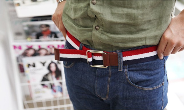 New three knitted fabric with woven canvas belt color variety