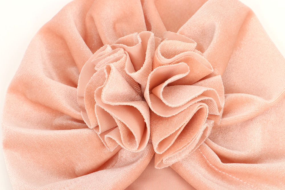 14 Colors Foreign Trade New Children Sleeve Cap Baby Autumn and Winter Gold Velvet Knitted Fabric Pleated Flower Indian Hat