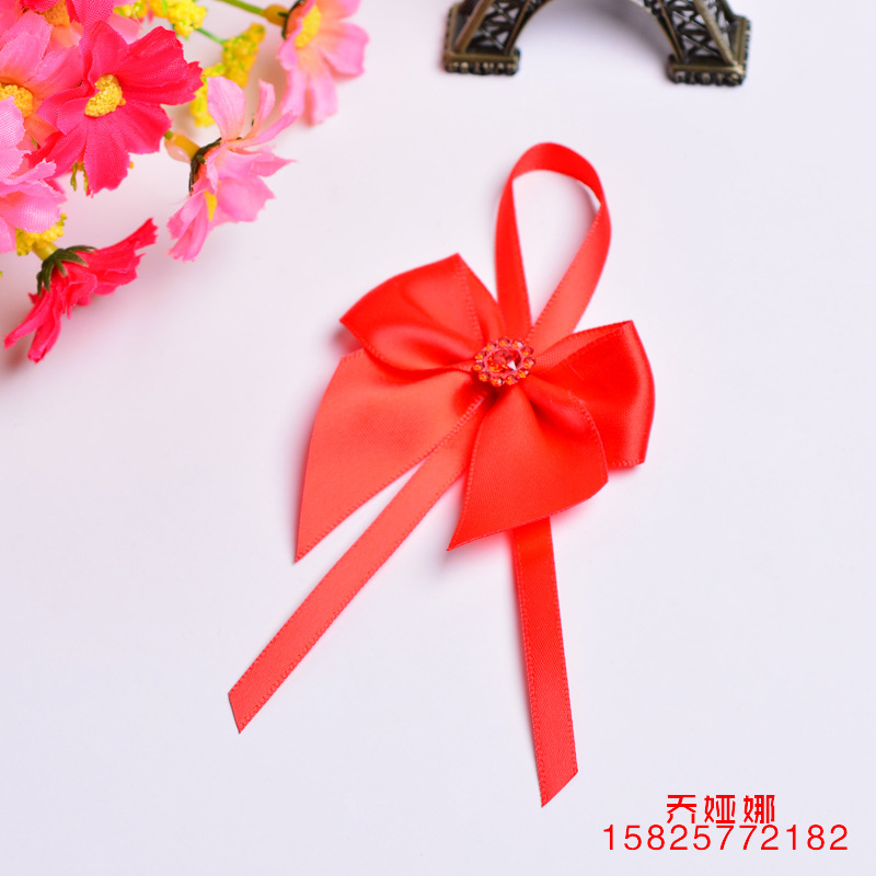 Ribbon Solid Color Diamond-Embedded Exquisite Handmade Bow Garment Accessories Ribbon Ribbon Wholesale