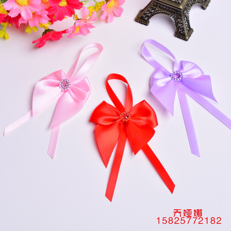 Ribbon Solid Color Diamond-Embedded Exquisite Handmade Bow Garment Accessories Ribbon Ribbon Wholesale