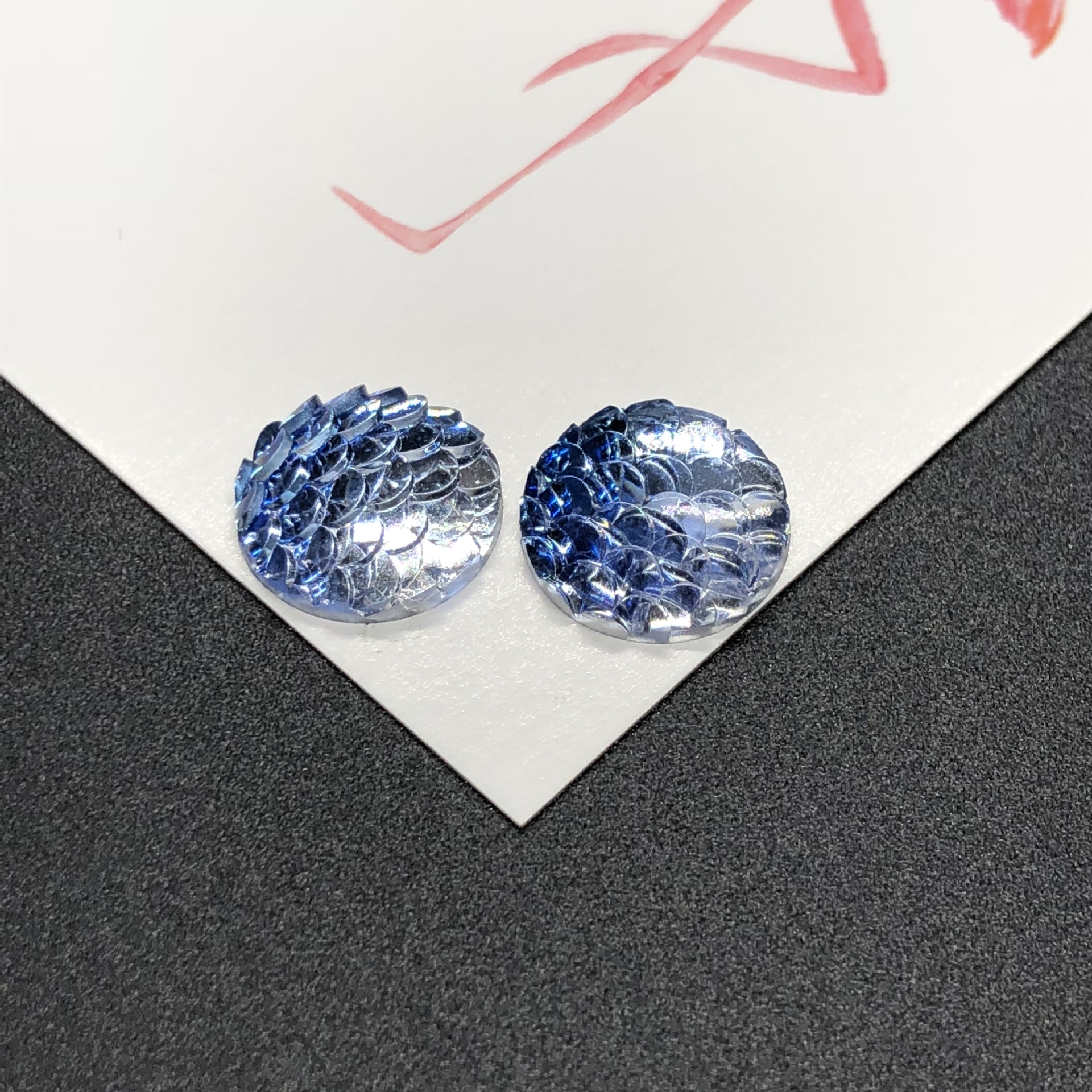 New style fish scale circle resin flat bottom patch two-color gradient dream resin diamond garment accessories diy materials