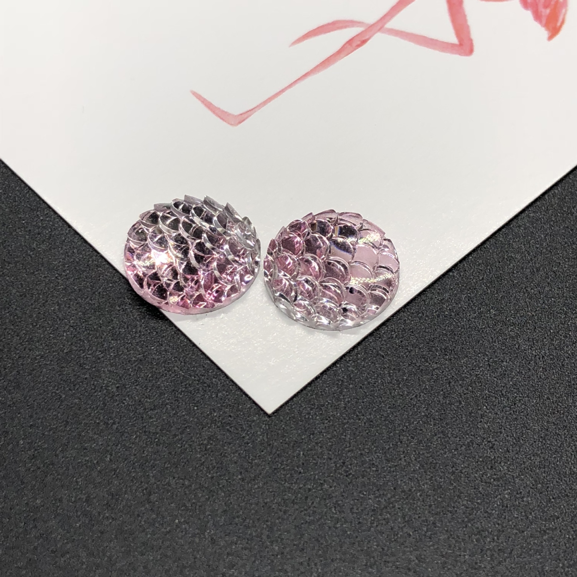 New style fish scale circle resin flat bottom patch two-color gradient dream resin diamond garment accessories diy materials
