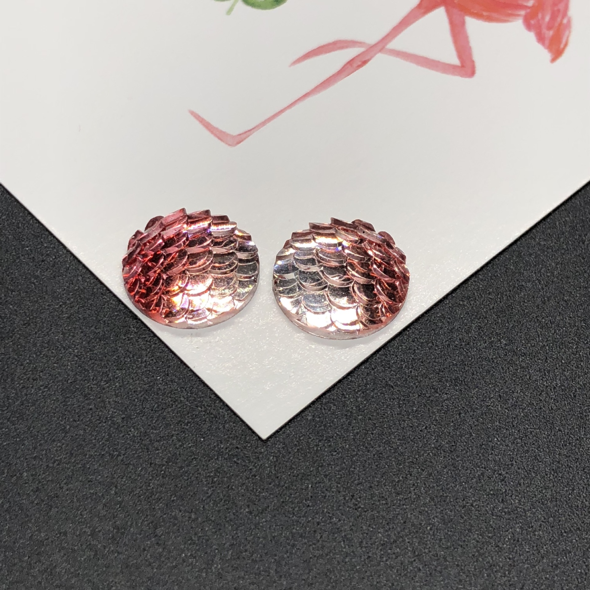 New style fish scale circle resin flat bottom patch two-color gradient dream resin diamond garment accessories diy materials