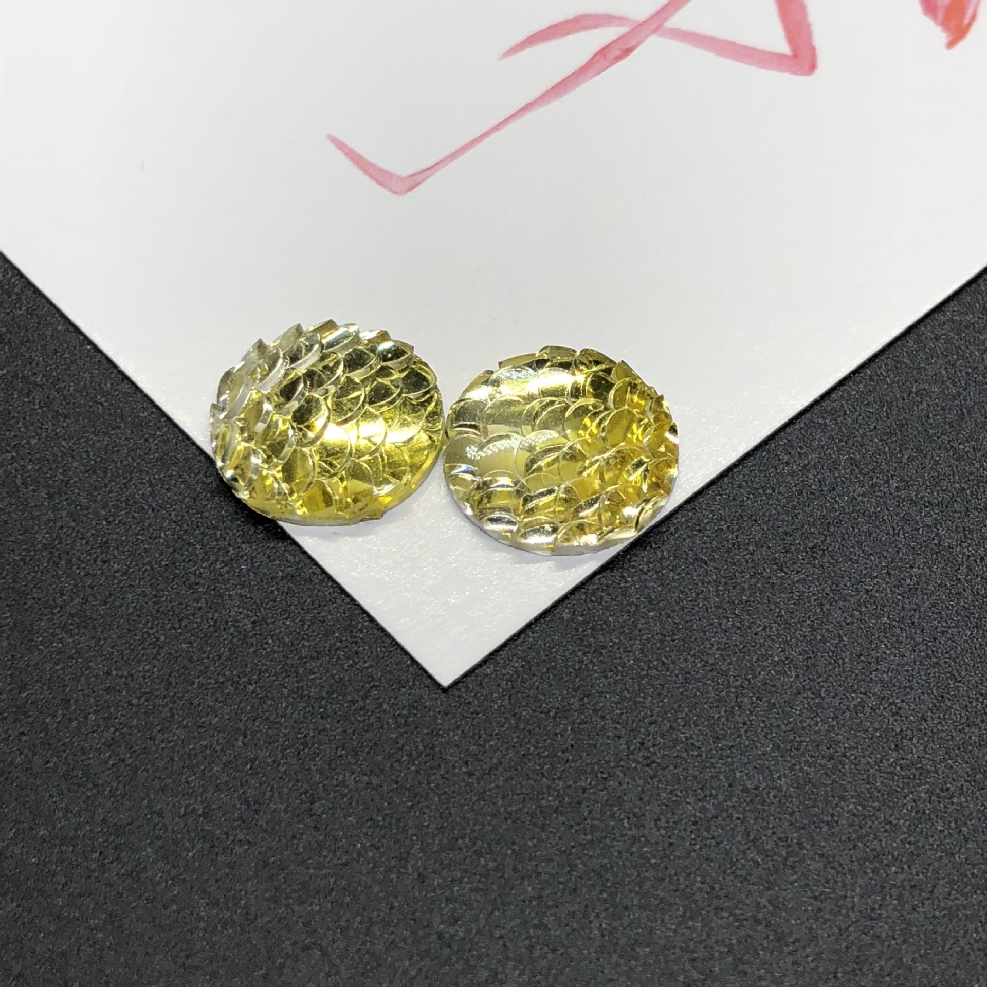 New style fish scale circle resin flat bottom patch two-color gradient dream resin diamond garment accessories diy materials