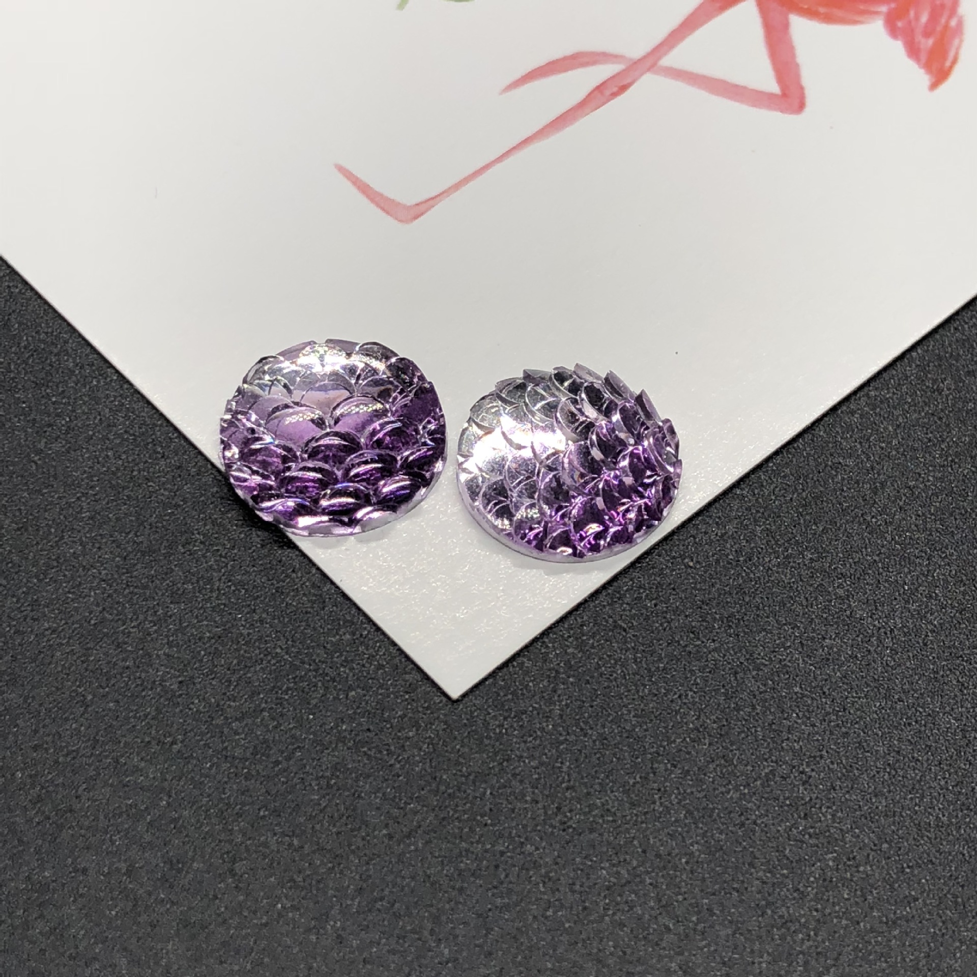 New style fish scale circle resin flat bottom patch two-color gradient dream resin diamond garment accessories diy materials