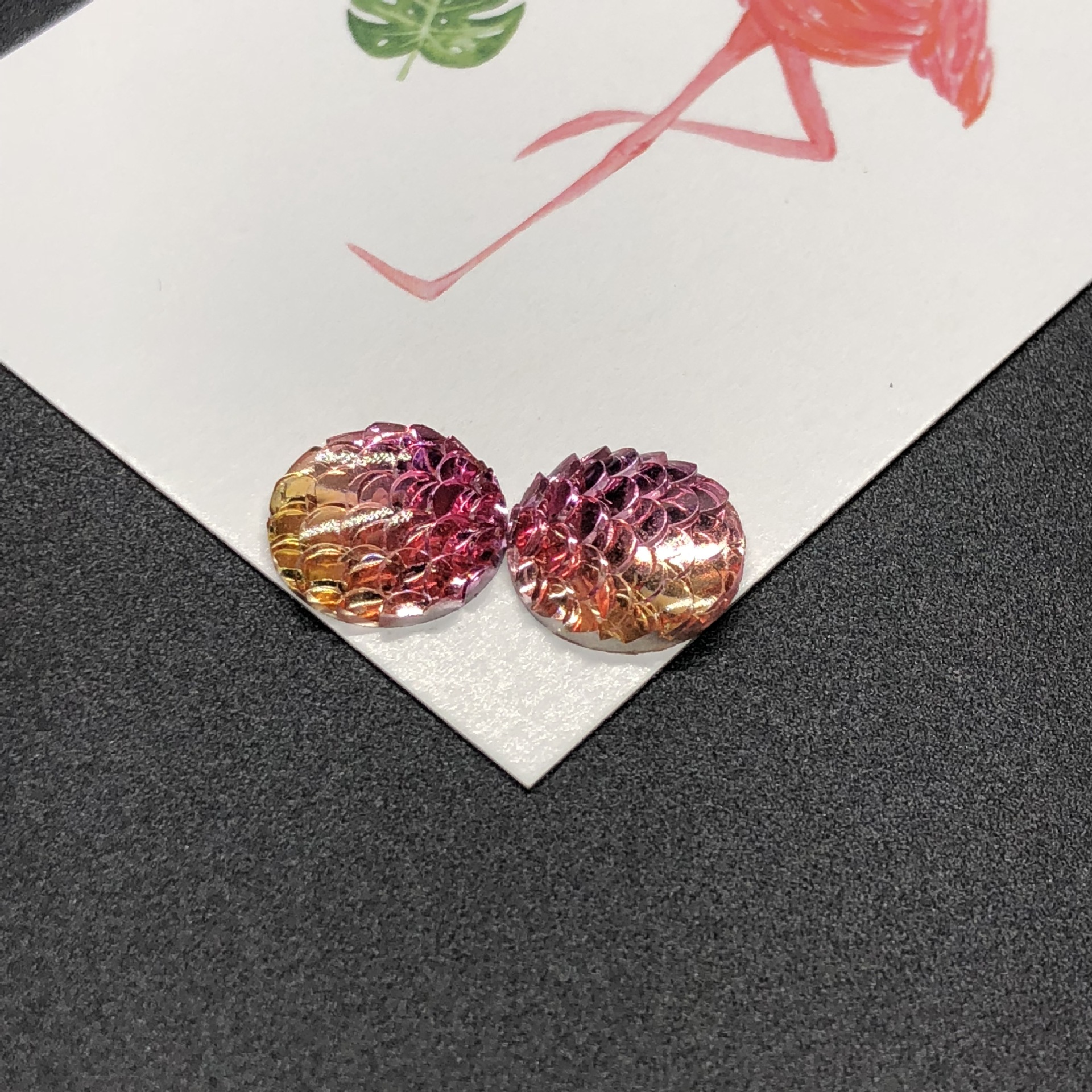 New style fish scale circle resin flat bottom patch two-color gradient dream resin diamond garment accessories diy materials