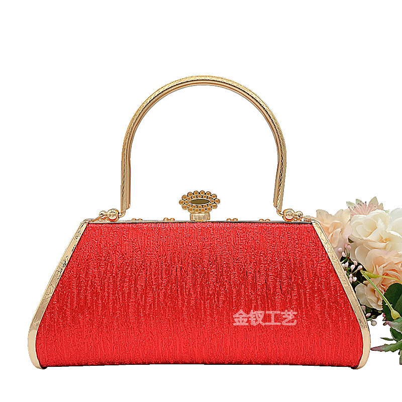 Red with Diamond Banquet Bag Dress Garment Bag Princess Bag Wedding Party Bridal Handbag a Variety of Fabrics Optional Photography Props