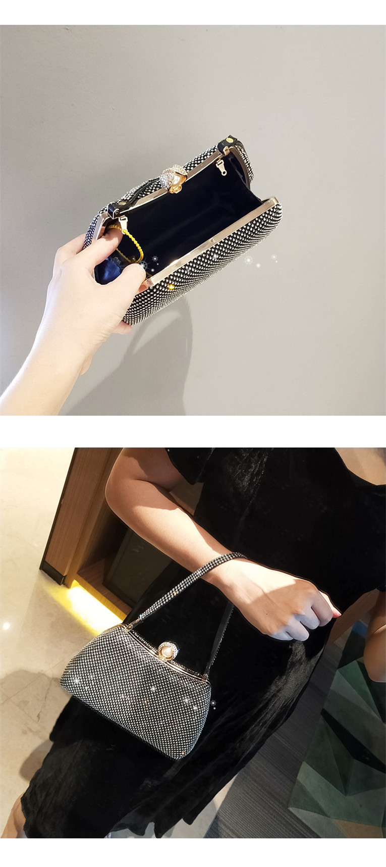 2021 New Banquet Handbag Diamond Rhinestone Dinner Bag Trendy Party Small Bag Shiny Handbag for Women Dress Garment Bag