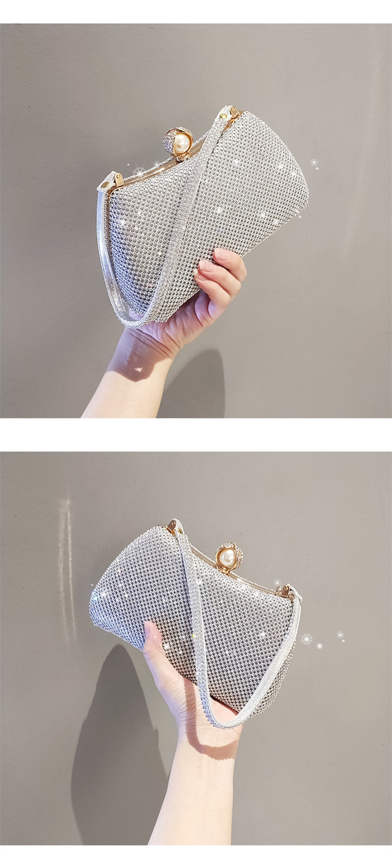 2021 New Banquet Handbag Diamond Rhinestone Dinner Bag Trendy Party Small Bag Shiny Handbag for Women Dress Garment Bag