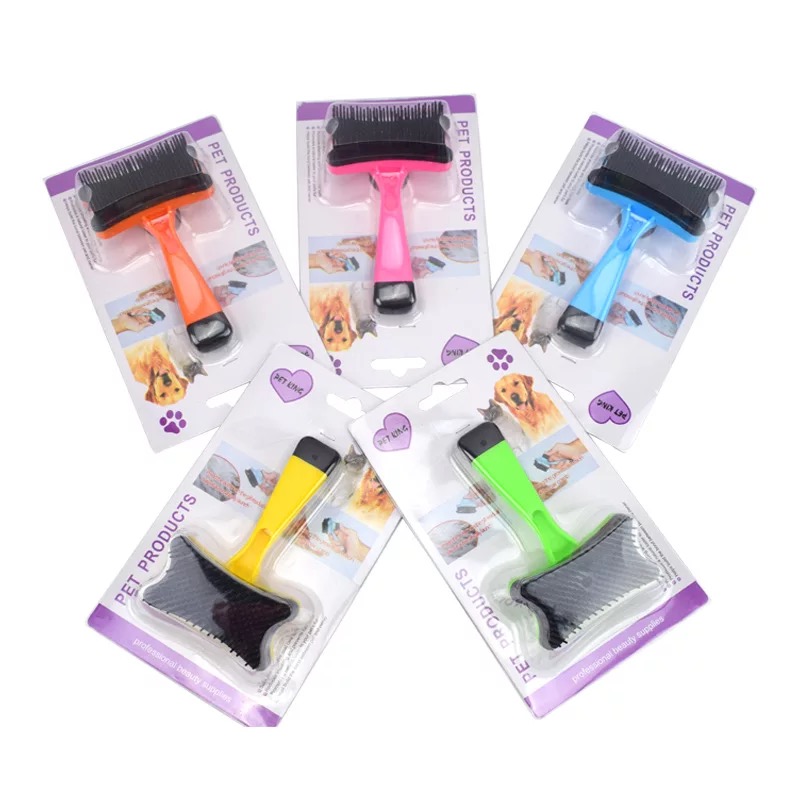 Pet dog hairbrush dog grooming knot hair removal plastic automatic hair brush hair removal dog pet supplies