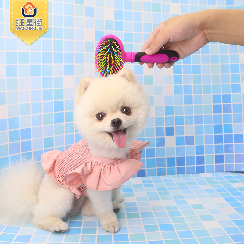 Pet plastic needle comb dog go to the hair comb cat bath brush two-sided Pet grooming comb Pet supplies