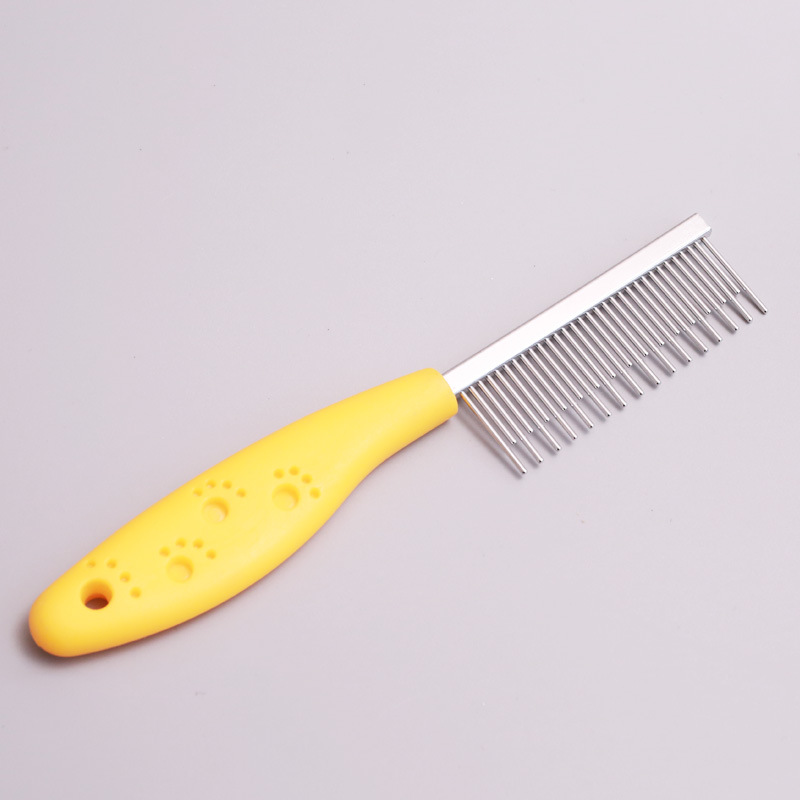 Footprints Single-Sided Comb Pet Supplies Dog Grooming Brush Straight Row Long and Short Tooth Steel Needle Comb Long Hair Knot Untying Comb Pet Supplies