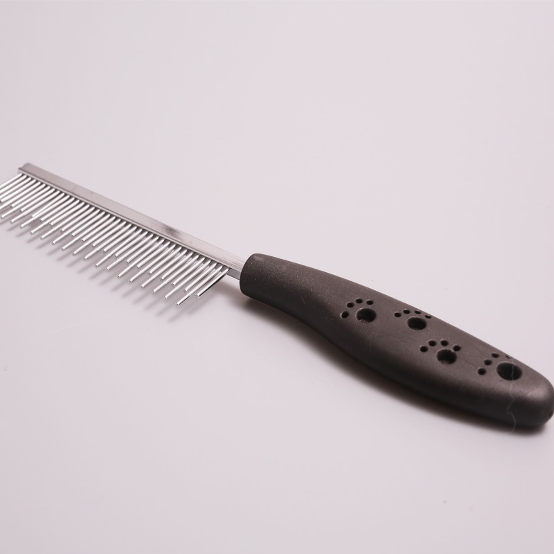 Footprints Single-Sided Comb Pet Supplies Dog Grooming Brush Straight Row Long and Short Tooth Steel Needle Comb Long Hair Knot Untying Comb Pet Supplies