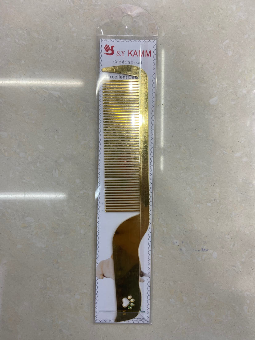 Dog comb Dog grooming comb stainless steel pet comb electroplating metal pet comb