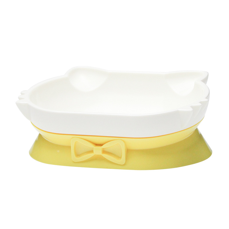 New Kitty Pet Bowl ABS Plastic Bevel Cat Bowl Integrated Double Bowl Easy to Eat and Lick in Stock