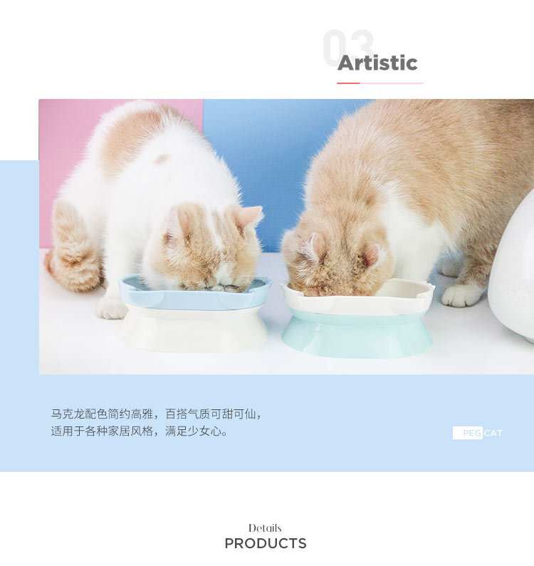 New Kitty Pet Bowl ABS Plastic Bevel Cat Bowl Integrated Double Bowl Easy to Eat and Lick in Stock New Kitty Pet Bowl ABS Plastic Bevel Cat Bowl Integrated Double Bowl Easy to Eat and Lick in Stock