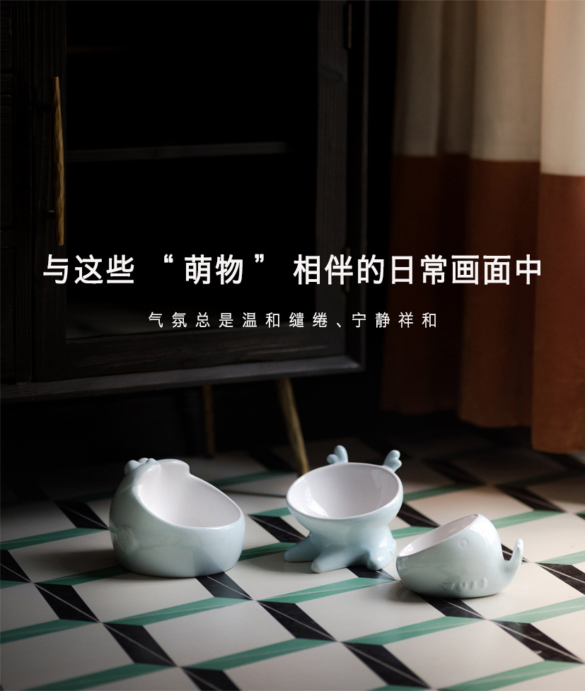 Wiliuli Animal Series Deer Ceramic Cat Bowl Pet Bowl Ceramic White Colorful Exterior Wiliuli Animal Series Deer Ceramic Cat Bowl Pet Bowl Ceramic White Colorful Exterior