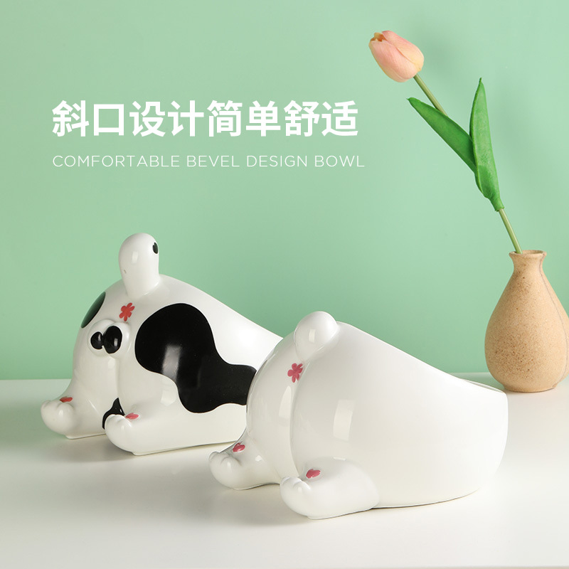 Spot New Product Fart Egg Pet Bowl Ceramic Cat Bowl Protective Cervical Spine Easy to Clean High Foot Pet Food Basin